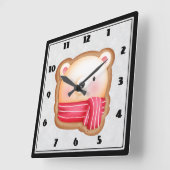 カウトベア顔レッドスカーフ&ロージーチークスクリスマス スクエア壁時計 (傾斜)