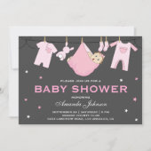 カウトベビーガールクロスラインベビーシャワー招待状 招待状 (正面)