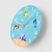 カウトベビーシャークキッドズルーム子供部屋 ラウンド壁時計 (傾斜)