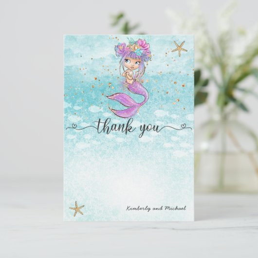 カウトベビーマーメイド誕生日 |ベビーシャワー サンキューカード (スタンド正面)