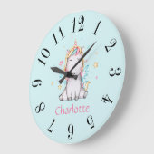 カウトベビーユニコパーソナライズされたーン大ティール(緑がかった色)時計 ラージ壁時計 (傾斜)