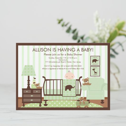 カウトベビールームシーンシャワー招待状 招待状 (スタンド正面)