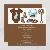 カウトベビー服ボーイベビーシャワー招待状 招待状 (正面/裏面)