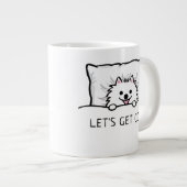 カウトホワイトポメラニア犬レッツコージー ジャンボコーヒーマグカップ (正面右)