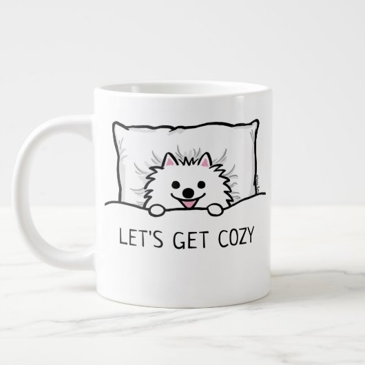 カウトホワイトポメラニア犬レッツコージー ジャンボコーヒーマグカップ (左)