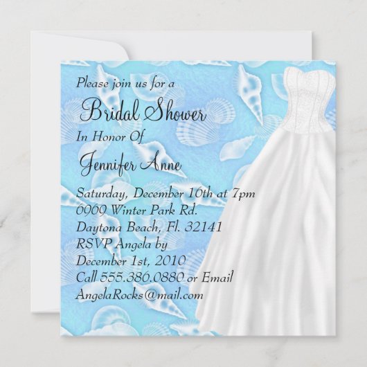 カウトホワイト結婚ズガウンブライダルシャワー招待状 招待状 (正面)