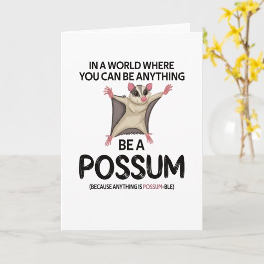 カウトポッサムガールオポッサムラバーポッサムウィスパラー カード (黄色い花)