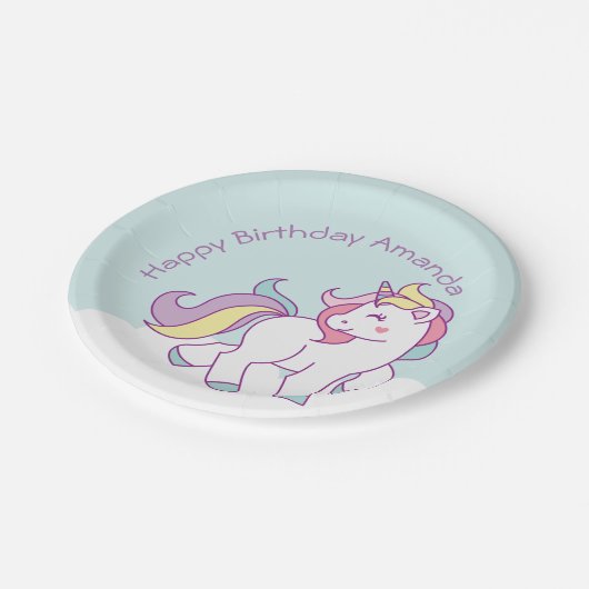 カウトマジカルユニコーンパステルベビーシャワー誕生日 ペーパープレート (アングル)