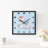 カウトママ&ベビーユニコーンマジカルイラストレーション スクエア壁時計 (ホーム)
