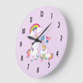 カウトママ&ベビーユニコーンマジカルイラストレーション ラージ壁時計 (傾斜)