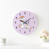 カウトママ&ベビーユニコーンマジカルイラストレーション ラージ壁時計 (ホーム)