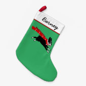 カウトマートボストンテリアハッピードッグホリデークリスマス スモールクリスマスストッキング (正面 (吊り時))