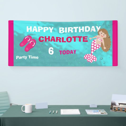 カウトマーメイドプールビーチスイムパーティーパーソナライズされた 横断幕 (トレードショー)