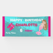 カウトマーメイドプールビーチスイムパーティーパーソナライズされた 横断幕 (横)