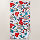 カウトメディカルナースドクターテーマ混合パターン  ビーチタオル (正面)