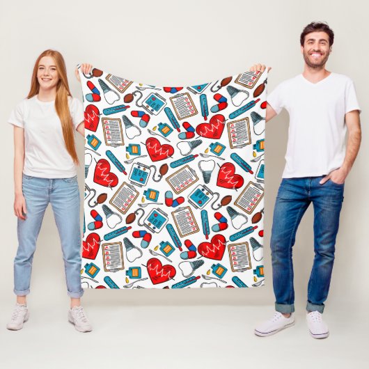 カウトメディカルナースドクターテーマ混合パターン  フリースブランケット (インサイチュ)