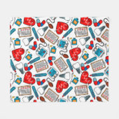 カウトメディカルナースドクターテーマ混合パターン  フリースブランケット (正面(横))