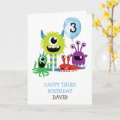 カウトモンスターズボーイハッピーバースデーパーソナライズされた カード (黄色い花)
