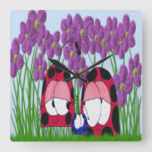 カウトラディブグファミリーイラストレーション スクエア壁時計 (正面)