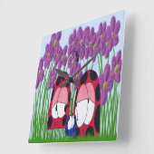 カウトラディブグファミリーイラストレーション スクエア壁時計 (傾斜)