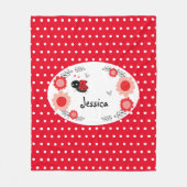 カウトラディブ名前をカスタムするピンク&レッドおもしろいフローラ フリースブランケット (正面)