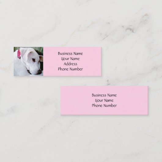 カウトラブラドールミックスドッグピンクエレガント スキニー名刺 (正面/裏面)