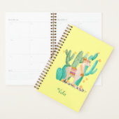 カウトラマ&サボテン水色パーソナライズされた黄 プランナー手帳 (ディスプレー)