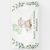 カウトラムベビーシープグリーンリーボーイハッピーバースデー 横断幕 (縦)