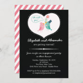 カウトラモダンブバードハート婚約パーティ 招待状 (正面/裏面)