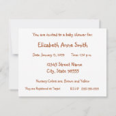 カウトリースタイルイエロー猫ベビーシャワー 招待状 (裏面)