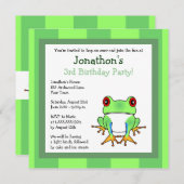 カウトリーフロッグ、誕生日ストライプ招待状 招待状 (正面/裏面)