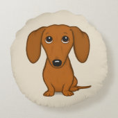 カウトレッドダクシュント| Cartoon Wienerおもしろい Dog ラウンドクッション (裏面)