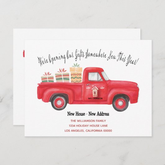 カウトレッドトラック引っ越しましたホリデー新住所 案内ポストカード (正面/裏面)