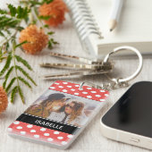 カウトレッド水玉模様カスタムの写真パーソナライズされた。 キーホルダー (正面右)