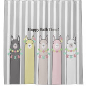 カウトレトロカラフルラマ シャワーカーテン (正面)