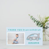 カウトレースカーブルー誕生日サンキューフォトカード サンキューカード (スタンド正面)