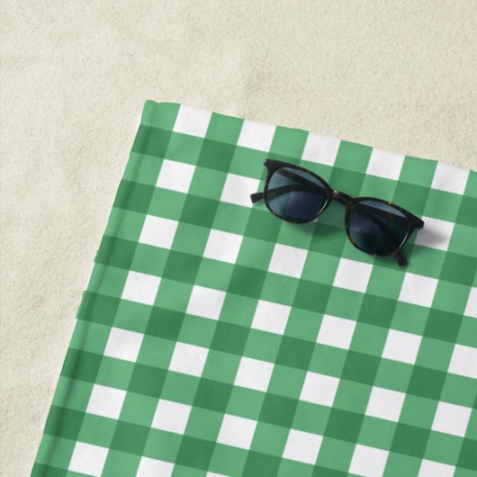 カウトヴィンテージグリーンギンガムプレイパーソナライズされたド ビーチタオル (インサイチュ)