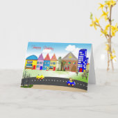 カウト子供の誕生日カカラフルードリトルタウン カード (黄色い花)