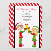 カウト小人ズツ飾リークリスマスパーティー招待状 招待状 (正面/裏面)