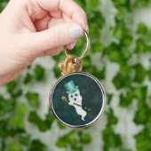 カウト幽霊間抜け顔着用トップハットスカル杖 キーホルダー (手)