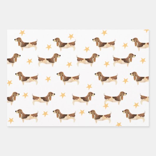 カウト愛犬家バセットハウンパーソナライズされたド ラッピングペーパーシート (正面2)