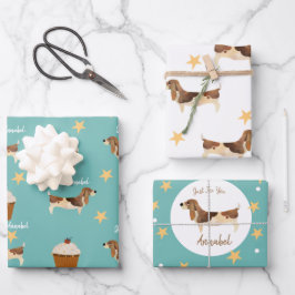 カウト愛犬家バセットハウンパーソナライズされたド ラッピングペーパーシート