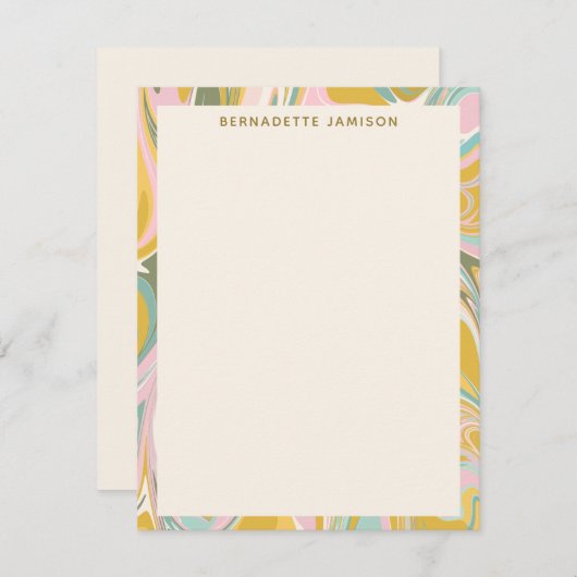 カウト抽象芸術大理石渦ピンク金ゴールドパーソナライズされた ノートカード (正面/裏面)