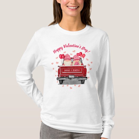 カウト格言カップルピンクハートハッピーバレンタインデー Tシャツ (正面)