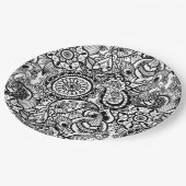 カウト白黒フローラペイズリー ペーパープレート (アングル)