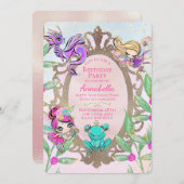 カウト童話ガーデンフェリーズウィズ金ゴールド鏡 招待状 (正面/裏面)