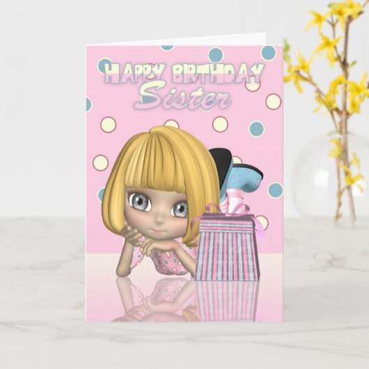 カウト誕生日とGIF付きシスター小さな女の子カード カード (黄色い花)