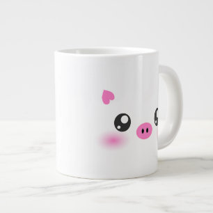 カウト豚顔-かわいいミニマリズム ジャンボコーヒーマグカップ
