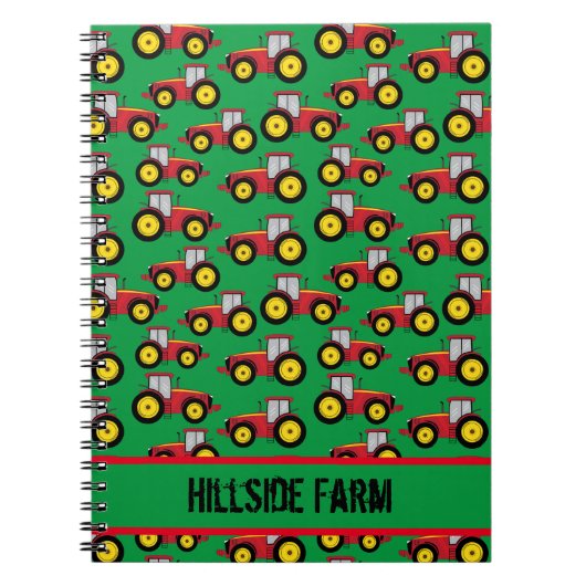 カウト農家田園トラクタインフィーパターン（の模様が）あるルド ノートブック (正面)