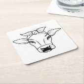 カウト農家白黒カントリーファームウ スクエアペーパーコースター (アングル)